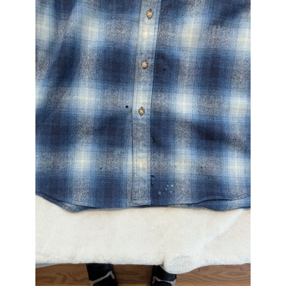 Pendleton Long Sleeve Button Front Shirt Blue Plaid Size Large Lot of 2 DAMAGED - Picture 7 of 16